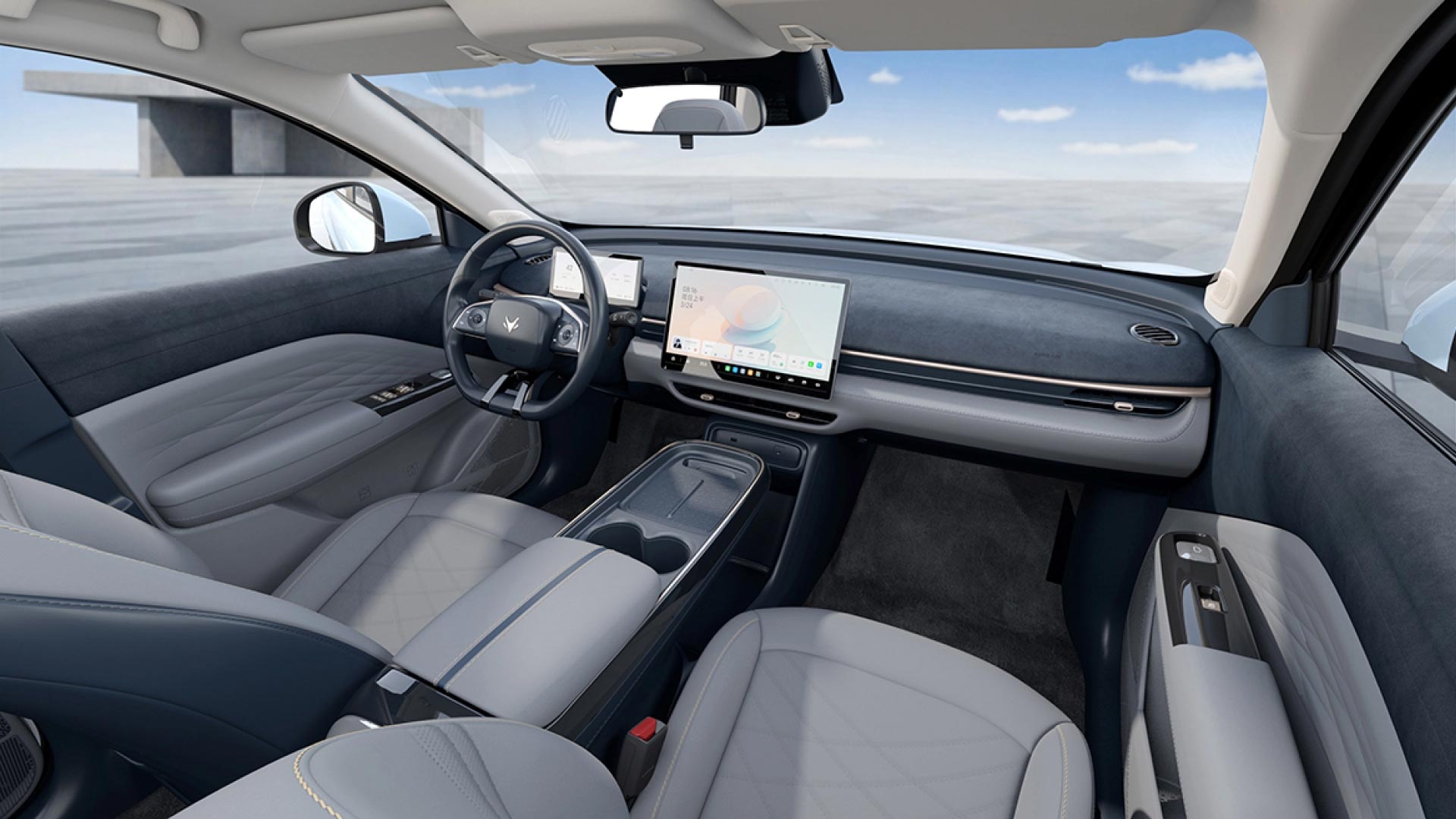 Dark Grey leather interior of the ARCFOX T1 electric SUV