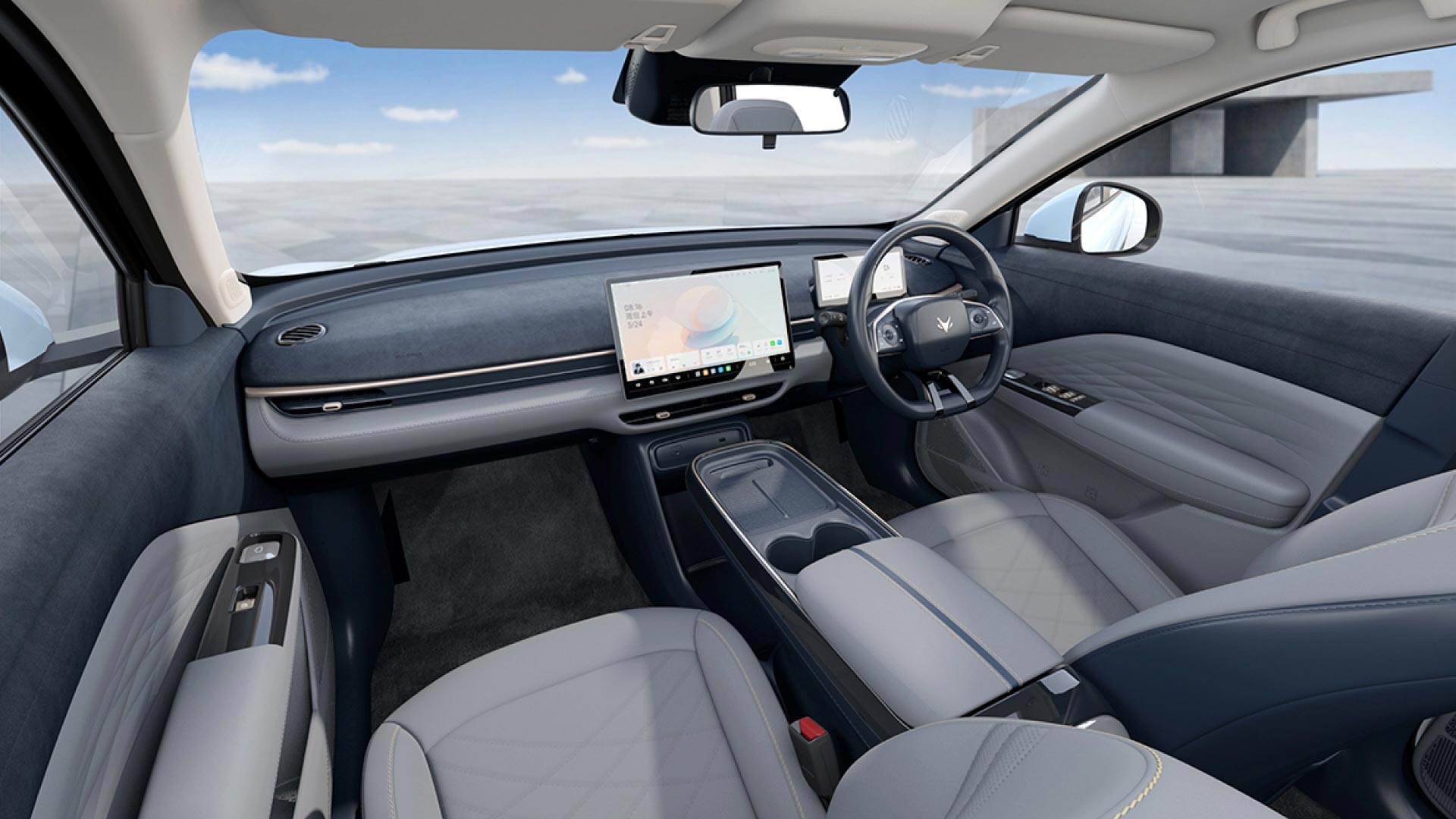 Dark Grey leather interior of the ARCFOX T1 electric SUV