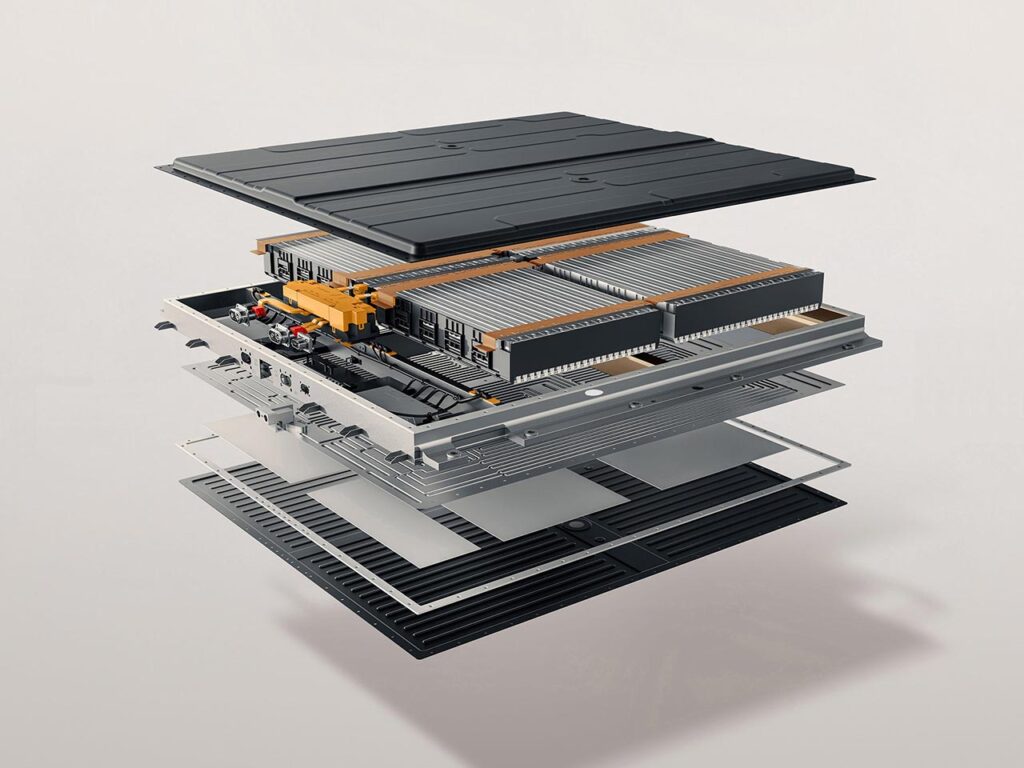 Technical drawing of the battery layer components of an ARCFOX T1 electric SUV