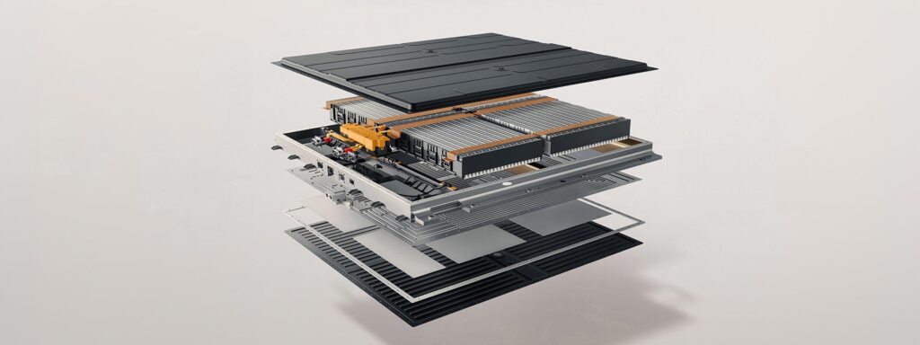 Technical drawing of the battery layer components of an ARCFOX T1 electric SUV
