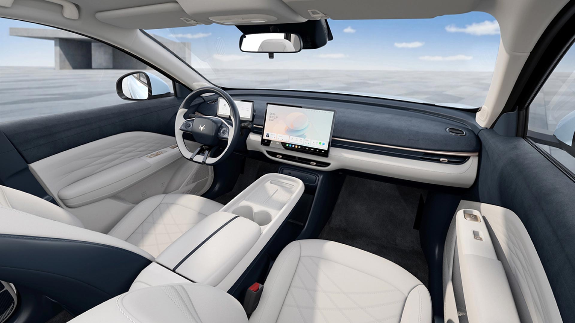 Soft White leather interior of the ARCFOX T1 electric SUV