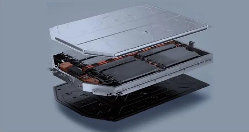 Separate layers shown of an ARCFOX electric vehicle battery